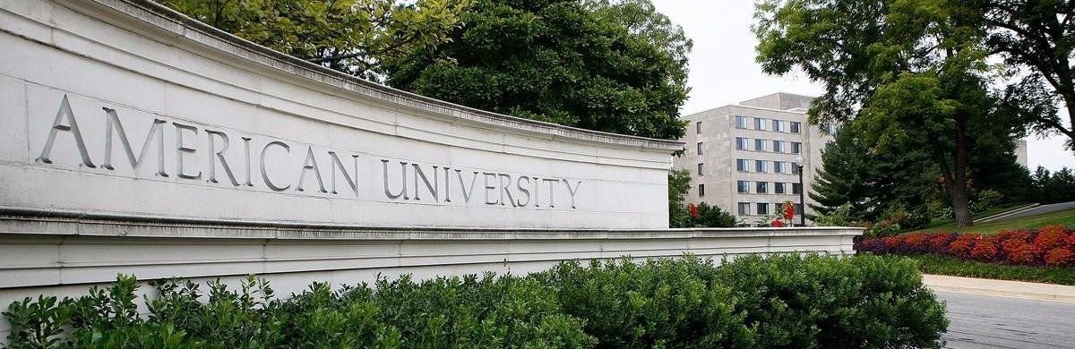 the entrance sign for American University