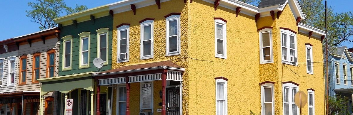 row of historic houses in the Anacostia Historic District of Washington, D.C. 