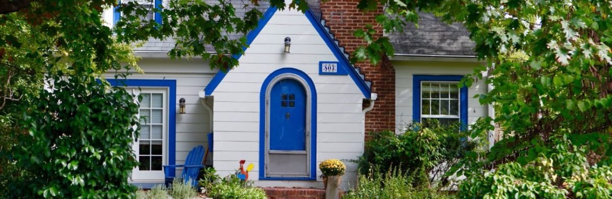 house with a blue door