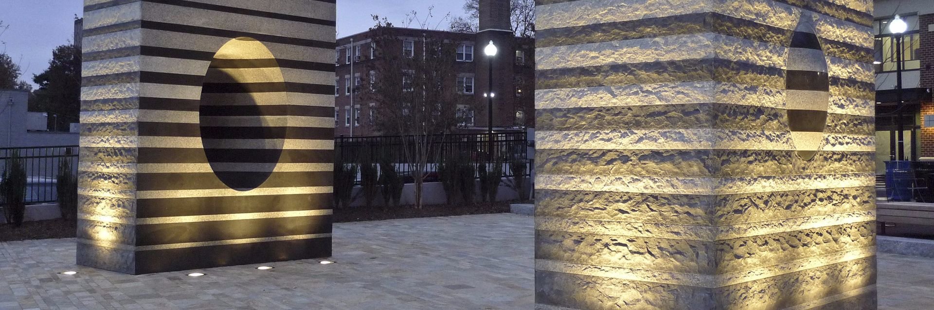 the "Echo" sculpture by Richard Deutsch, located in Penrose Square in Arlington, Virginia. 
