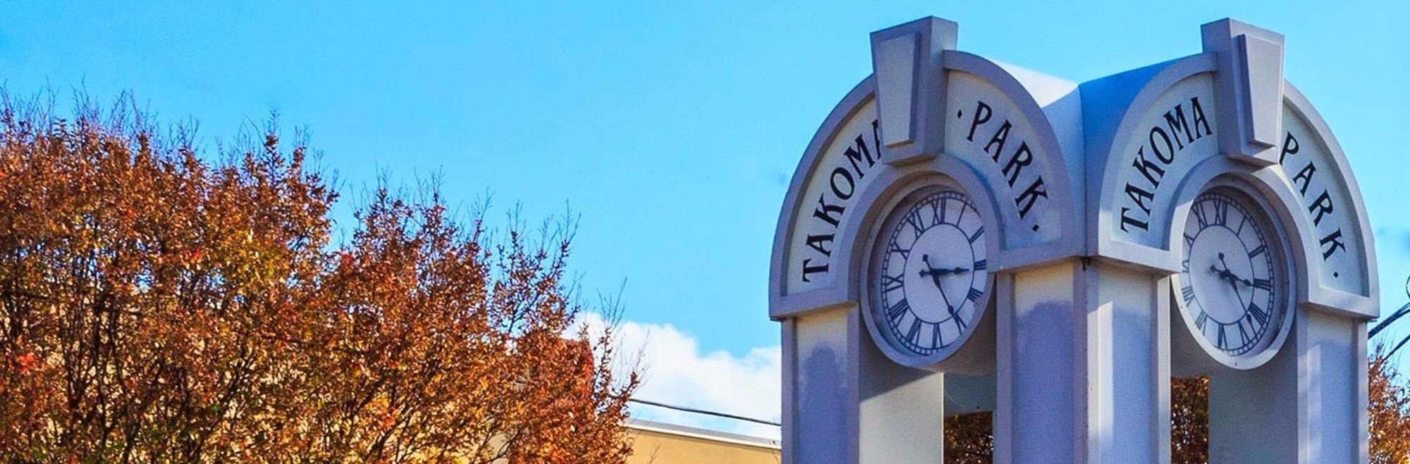 clock tower, which is a prominent landmark in Takoma Park
